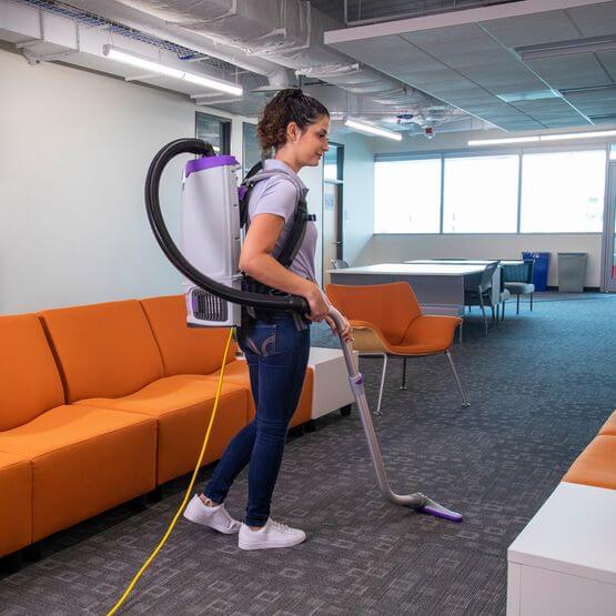 Using Go Fit 10 Backpack Vacuum in school