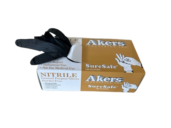 Akers Black Nitrile Gloves 6 Mil