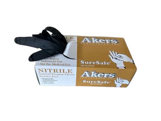 Akers Black Nitrile Gloves 6 Mil