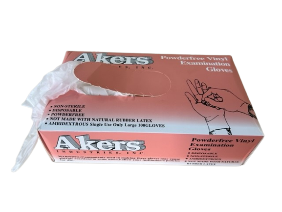 Akers Powderfree Vinyl Examination Glove